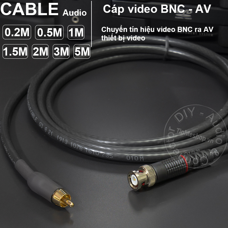 Dây bnc sang av diy 0.2m đến 5m - cáp av đực sang bnc đực 75ohm sino