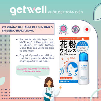 Xịt kháng khuẩn, kháng bụi mịn Ihada Shiseido PM 2.5 Nhật Bản 50ML