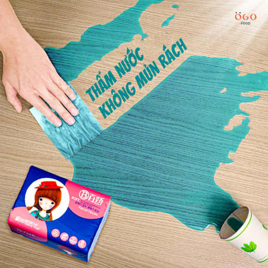 3 Bịch 30 Gói - Giấy Ăn Lụa 4 Lớp, 328 Tờ, Siêu dai, Sêu mềm - OGO Food