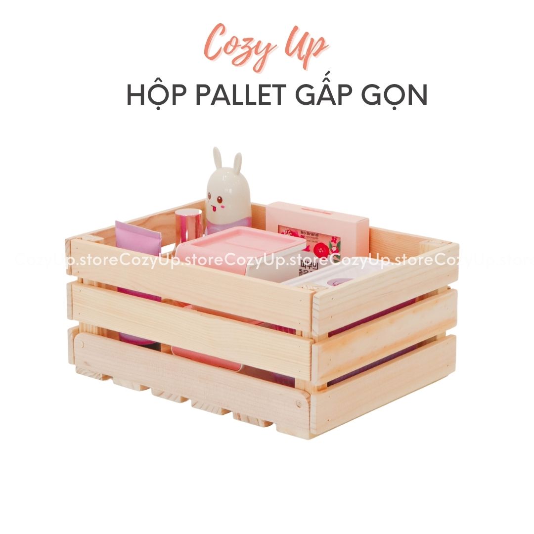 Hộp pallet gấp gọn - thùng gỗ trang trí