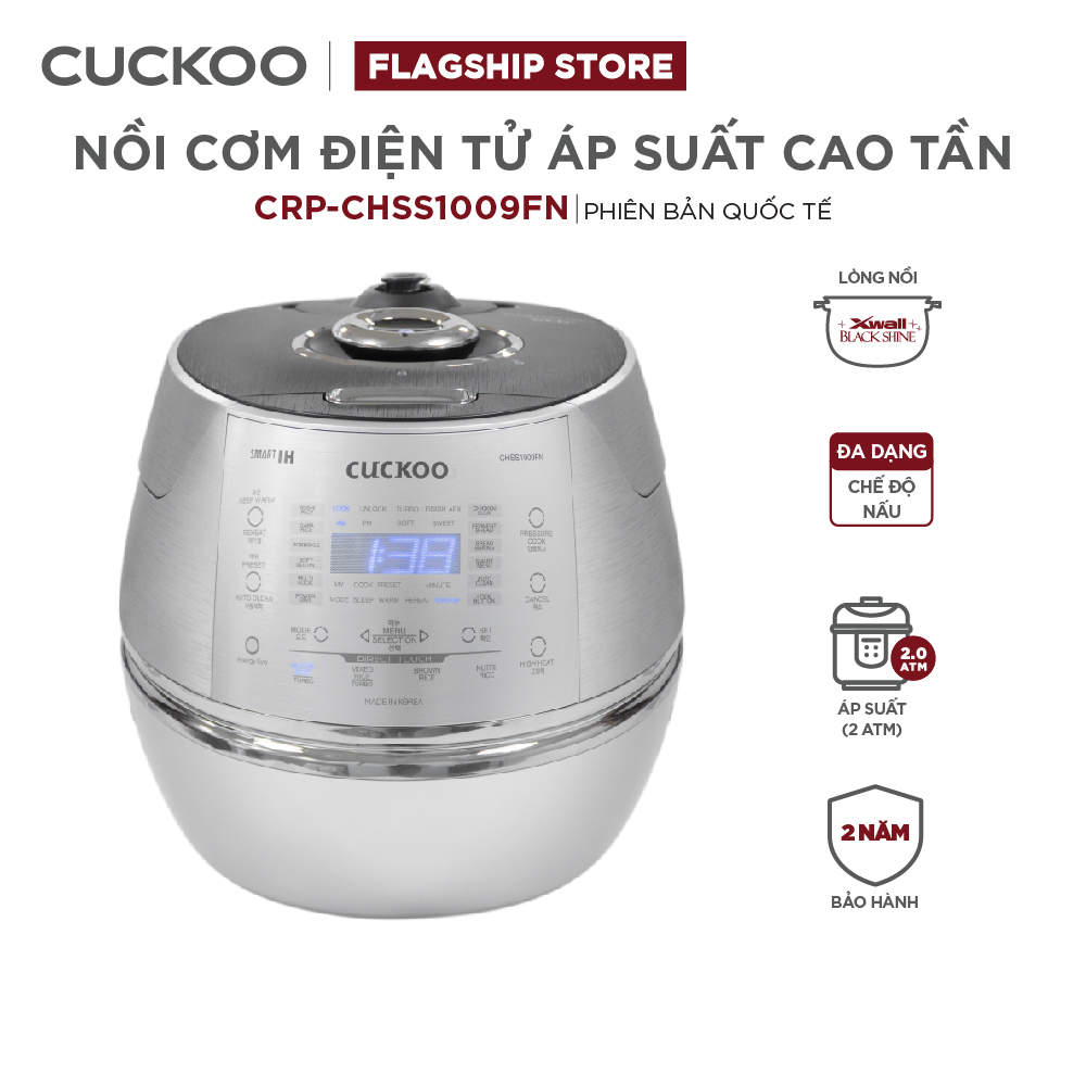 Nồi cơm điện tử áp suất cao tần cuckoo 1.8l crp-chss1009fn - lòng nồi phủ men xwall độc quyền - bảng điều khiển thông minh - nhiều chế độ nấu ăn - sản xuất tại hàn quốc - phiên b]