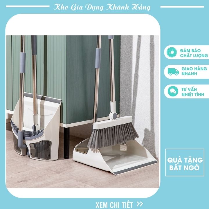 Chổi quét nhà thông minh kèm hót rác cáo cấp xoay 180 độ bộ cây chổi kèm hót rác và gạt nước, bộ 3 in 1 chổi kèm hót rác