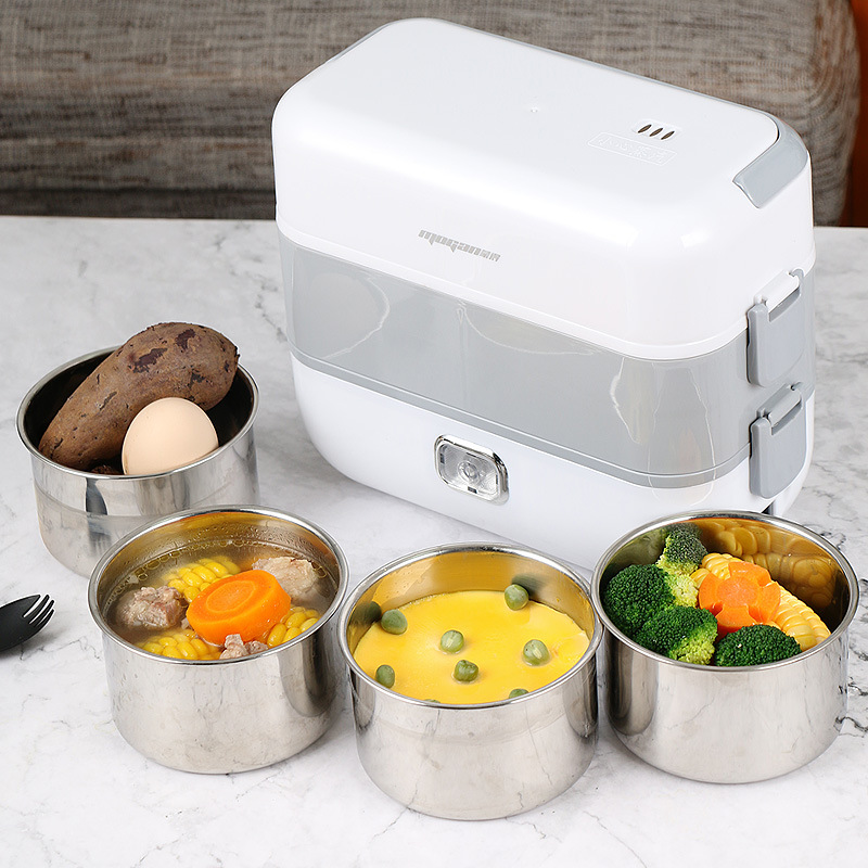Gambar Electric Lunch Box Insulation heating double layer Multi function Mini students to work with meals