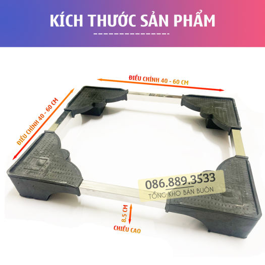 Chân Kệ Để Máy Giặt - Tủ Lạnh - Máy Sấy - Dễ Dàng Lắp Đặt - Chống Rung Lắc