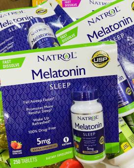 Viên ngậm Natrol Melatonin Sleep 5mg vị dâu 250viên