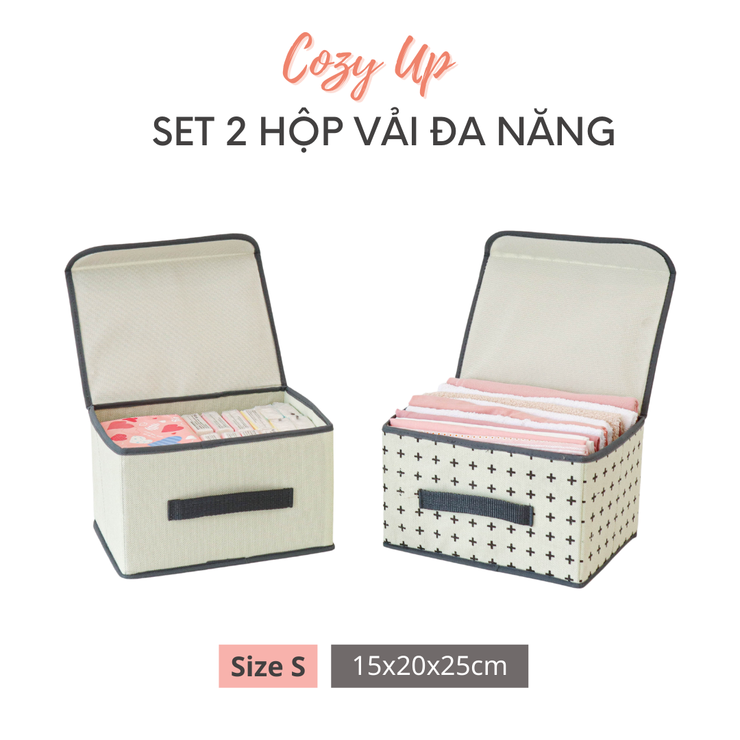 Combo 2 Hộp Vải Nhỏ - Hộp Đựng Quần Áo, Đồ Dùng Cá Nhân Có Nắp