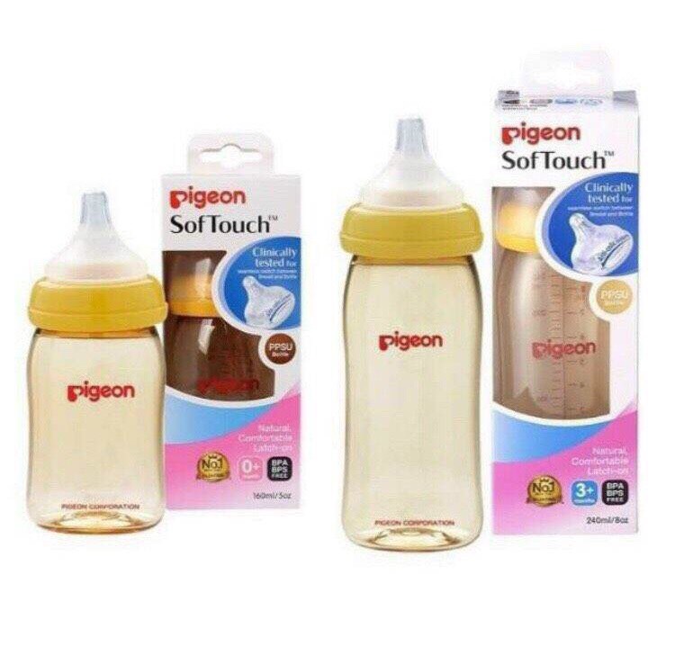 Bình sữa pigeon SofTouch 160ml/240ml cổ rộng nhập khẩu