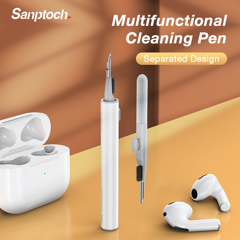 Sanptoch Cleaning Pen For Airpods Pro 3 2 1 Multi-Function Cleaner Kit Soft Brush For Bluetooth Earphones Case Cleaning Tools For Earbuds