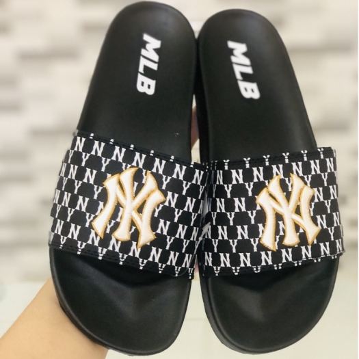 ◘✥✗ Dép unisex MLB NY ❤️FREESHIP Hộp❤️ dép mlb bóng chày quai ngang thể thao nữ Thêu NY-NY nỗi màu trắng chữ hồng xịn