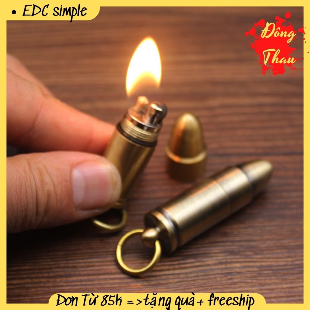 Móc khoá chất liệu đồng thau viên độc lạ trang trí chìa khoá edc simple