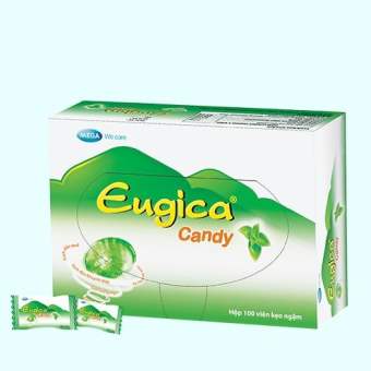 EUGICA CANDY (Hộp/100 viên) Kẹo Ngậm Thảo Dược Giảm Ho, Rát Họng