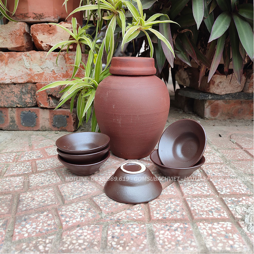 Bộ chum đựng rượu 1 lít kèm 6 chén (ly) rượu