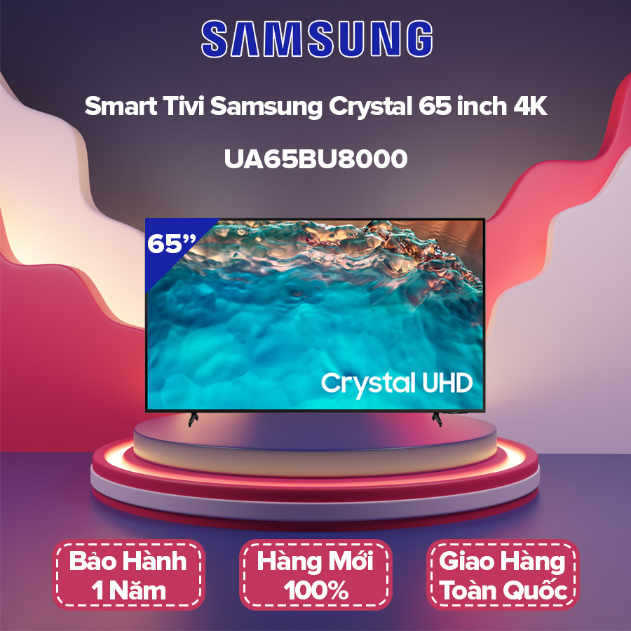 Smart Tivi Samsung Crystal 65 inch 4K - Model 65BU8000 Điều khiển giọng nói, Bluetooth, HDR10+, UHD Dimming, Contrast Enhancer, Motion Xcelerator,Tivi Giá Rẻ - Bảo Hành 1 Năm