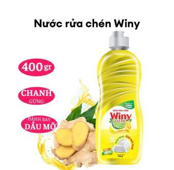 Nước rửa chén Winy Clean chiết xuất chanh gừng, nước rửa bát chiết xuất tinh dầu chanh khử mùi tanh, đánh bay dầu mỡ
