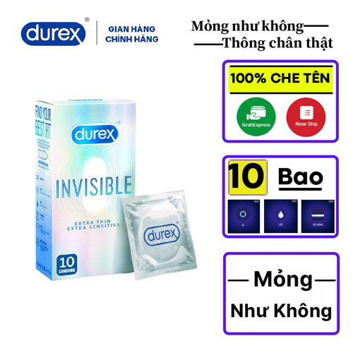 Bao cao su siêu mỏng Durexx Invisible Extra Thin Extra Sensitive 1 Hộp 10 Bao