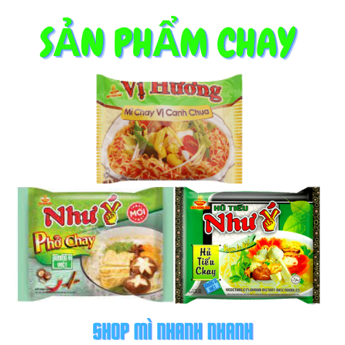 Thùng 30gói Phở chay Như Ý, hủ tiếu chay Như ý, mì chay vị Canh chua, mì chay thập cẩm 65gr