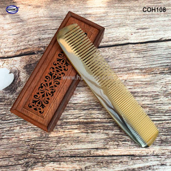 Lược sừng xuất Nhật (Size:XL- 19cm) Lược bằng đầu 2 loại răng HAHANCO /Chăm sóc tóc (COH108)
