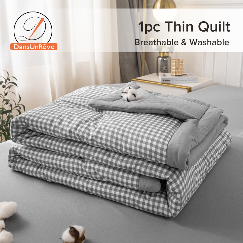 Dansunreve 1pc Quilt Soft Stitched Plaid Pattern Comforter Washable Breathable Lightweight Duvet Single Queen King Size ราคา 519 บาท*ส่งฟรี