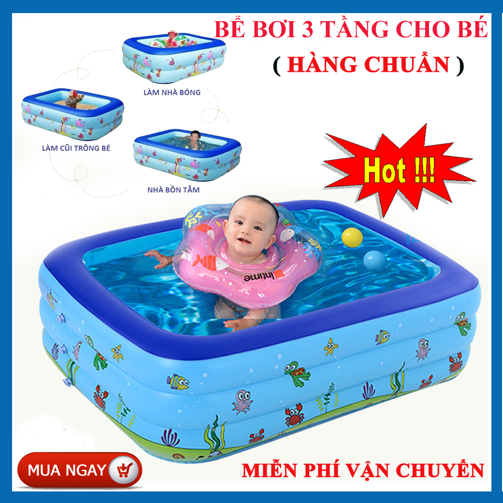 Bể Bơi Cho Bé, Hồ Bơi Cho Bé, Bể Bơi Mini Cho Bé. Bể bơi trẻ em cao cấp, chất liệu dày dặn, chống trơn trượt, bể bơi 3 tầng , lỗi 1 đổi 1, MUA NGAY!!!