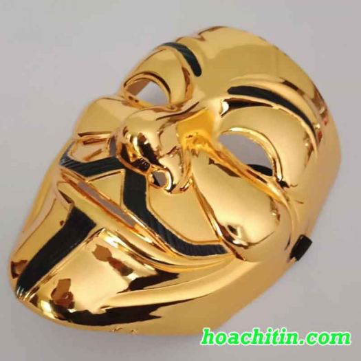 Địa điểm địa phương_  Mặt nạ Hacker vàng bóng bạc bóng đen trắng mặt nạ Halloween hàng đẹp bao chất lượng