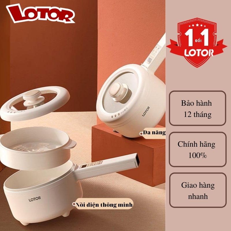 Nồi điện đa năng Chính hãng LOTOR 17CD 1.6 Lít - Chiên, xào, nấu cơm, nhúng lẩu, có lớp chống dính lồng hấp - Lotor L006