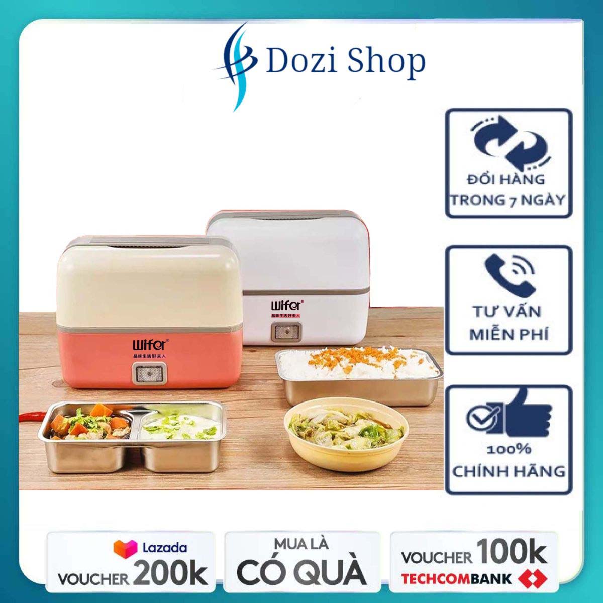 Hộp cơm cắm điện Wifer cao cấp nấu, giữ nhiệt, hâm nóng thức ăn nhanh chóng, Nồi cơm điện mini đa năng tự ngắt điện khi chín, Hộp cơm văn phòng chuyên dụng cho dân công sở, học sinh, sinh viên