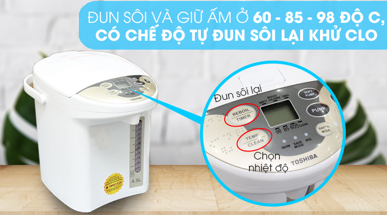 Bình thủy điện toshiba plk-45sfvn 4.5 lít