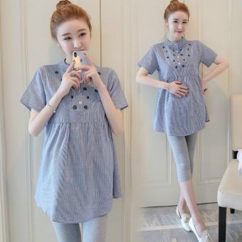 Áo bầu xinh chất mềm mát- Áo bầu mùa hè chất đẹp sọc ngang - Xoài Boutique