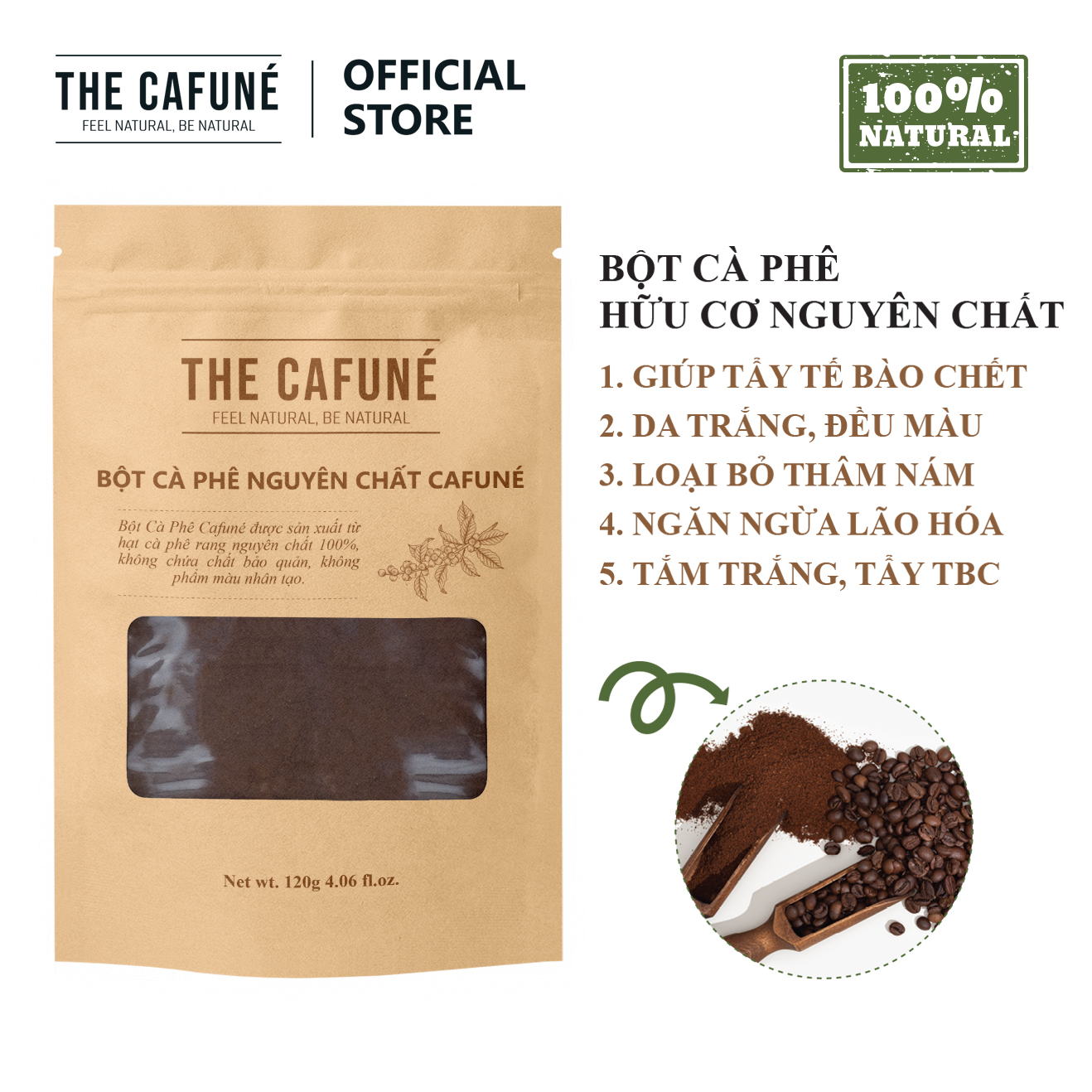 Bột cà phê Cafuné - hữu cơ nguyên chất 100%