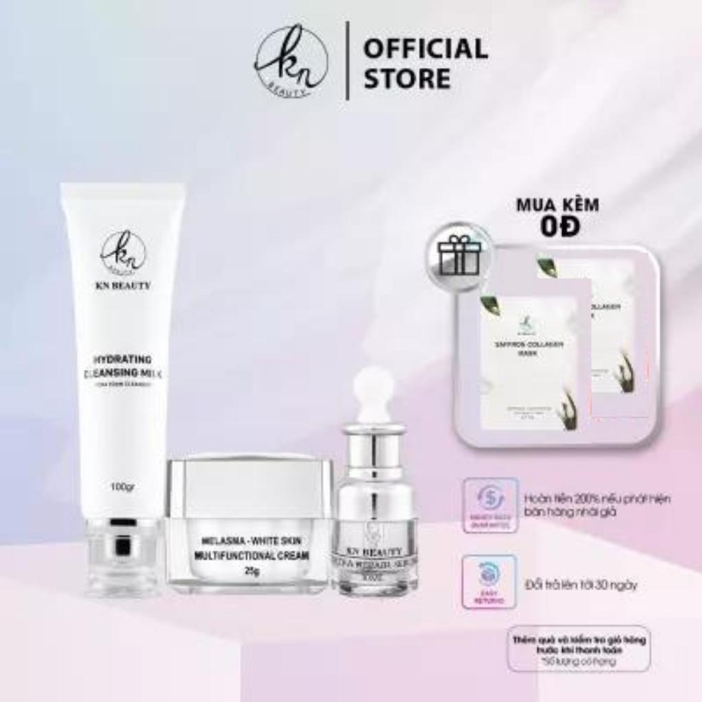 [MẪU MỚI] Bộ 3 sản phẩm Trắng Da Ngừa Nám KN Beauty chuyên sâu: Kem dưỡng 10g + Serum 30ml+ Sữa rửa mặt 100g - Gia Tuệ House