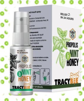 Tracybee Keo ong xanh BRAZIL vị Bạc Hà dạng xịt hỗ trợ ho viêm họng dùng cho trẻ em trên 24 tháng tuổi và người lớn