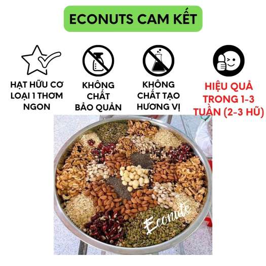 Bột ngũ cốc giảm cân cao cấp ECONUTS 15 loại hạt dinh dưỡng hữu cơ, giảm mỡ ăn sáng tiện lợi