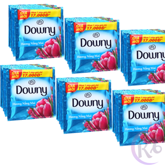 Combo 6 dây nước xả vải Downy hương Nắng Mai gói 20ml - dây 10 gói Tặng 1 bịch tăm bông - nước xả quần áo đậm đặc mềm vải thơm lâu