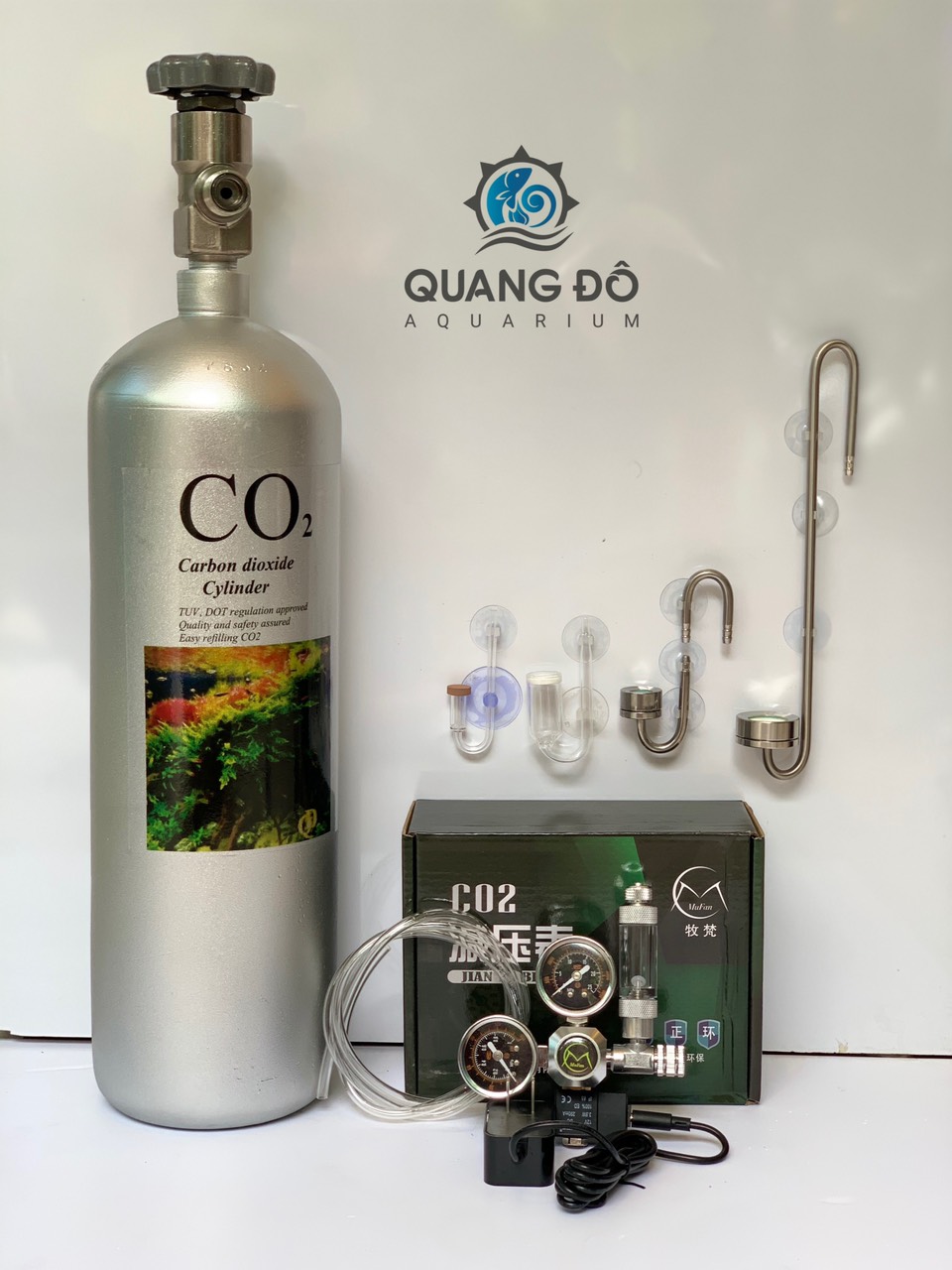 Bình co2 thép 3kg van tổng inox nhật - bình co2 van tổng inox nhật neriki 316