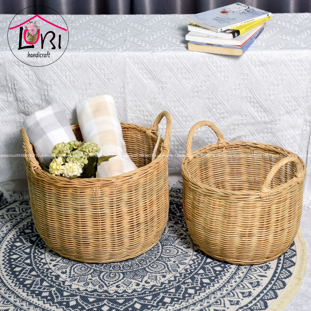 - Sọt mây tròn đáy bầu đựng đồ bộ 4 - sang trọng, tinh tế