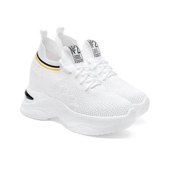 Giày nữ độn đế 7cm phối viền cổ chun co giãn ôm chân sẵn 2 màu đen và trắng