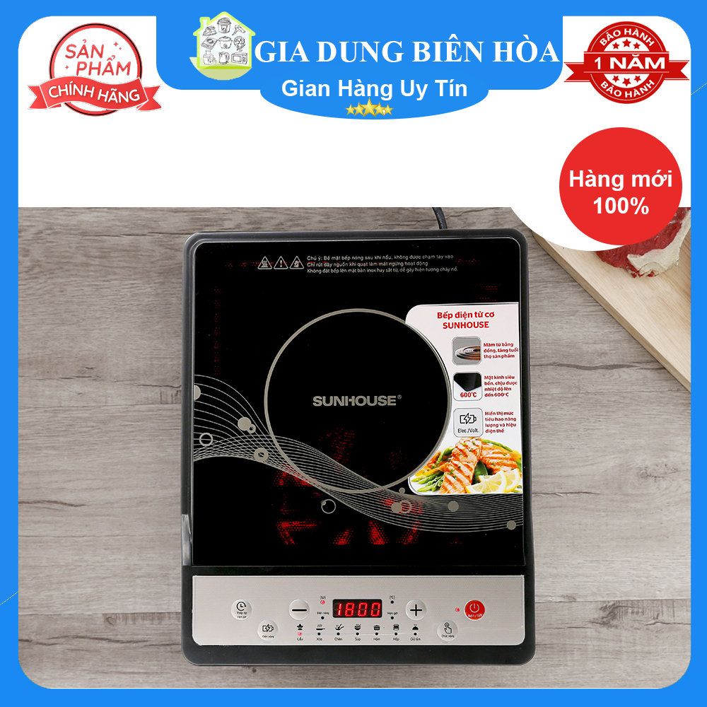 Bếp điện từ đơn Sunhouse SHD6149_6159_Công suất:1800W-Chỉ sử dụng loại nồi có đế nhiễm từ-Tiện ích:Có hẹn giờ