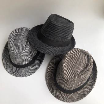 Mũ phớt fedora nỉ kẻ ca rô dành cho người trung niên