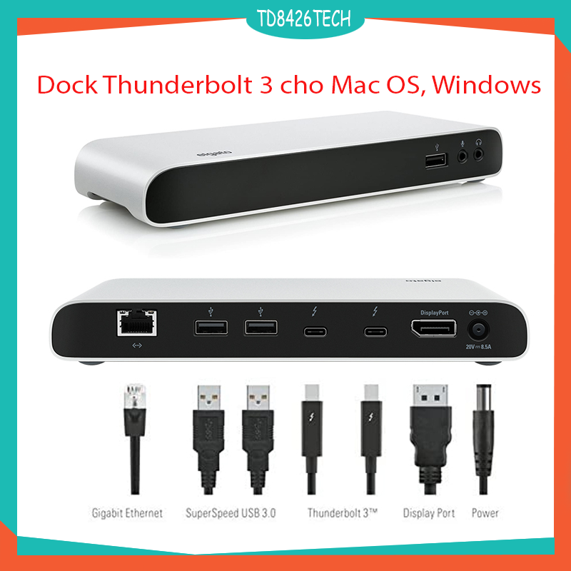 Dock hub thunderbolt 3 cho macbook hỗ trợ xuất 2 màn 4k 60hz, power delivery 85w - elgato thunderbolt 3 dock for mac os, windows, ubuntu - td8426tech