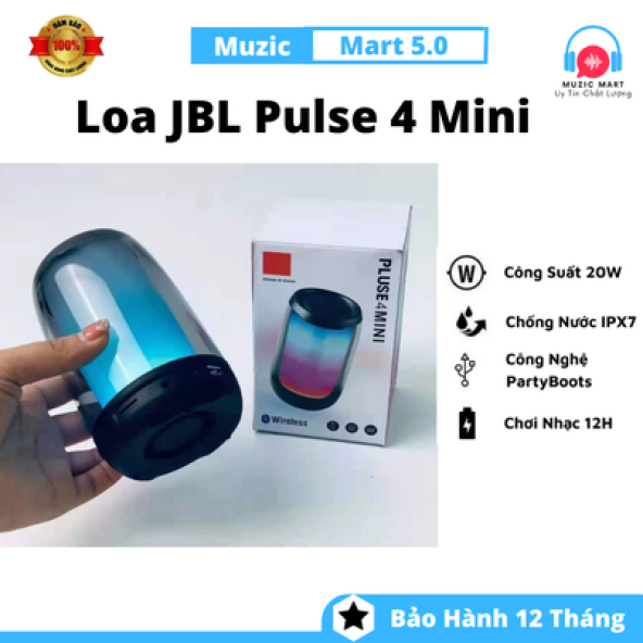 Loa Di Động Pulse 4 Mini - Tính Năng Kết Nối Thông Minh Loa bluetooth mini Led theo nhạc siêu hay Loa bluetooth cầm tay Pulse 4 mini - Loa nghe nhạc cầm tay Loa bluetooth mini Led theo nhạc-Loa JBL
