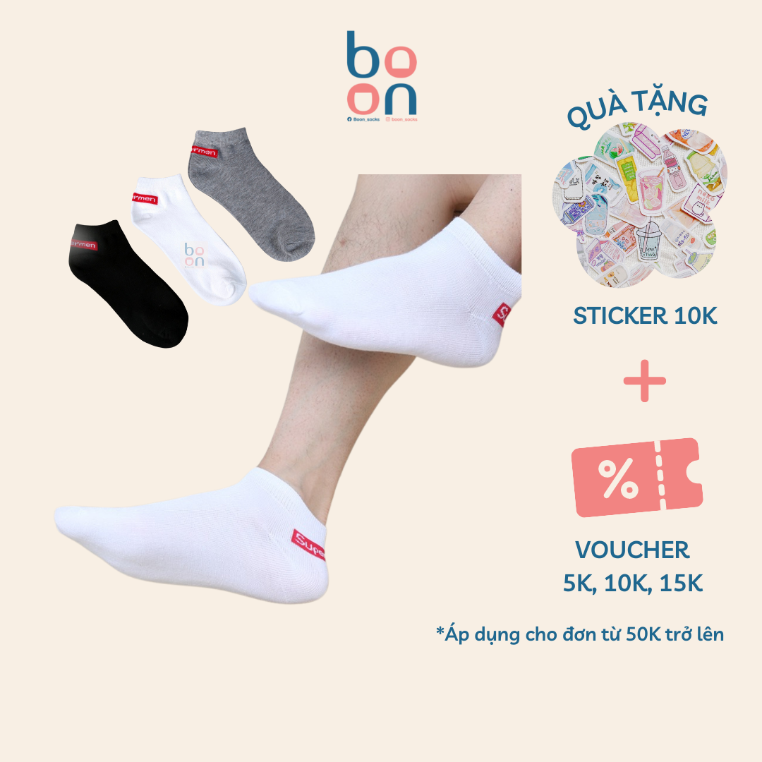 Tất vớ cổ ngắn nam gót S.upreme chất cotton dày dặn thấm hút mồ hôi