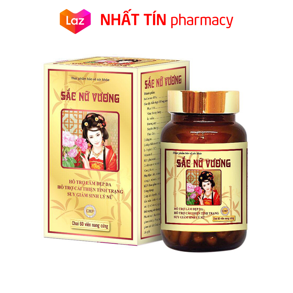 Viên uống đẹp da Sắc Nữ Vương tăng nội tiết tố nữ bổ sung Collagen tinh chất mầm đậu nành - Hộp 60 viên - NHẤT TÍN PHARMACY