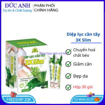 Cần tây diệp lục 3X Slim mật ong collagen giảm cân, đẹp da, dáng đẹp, thải độc – Hộp 30 gói