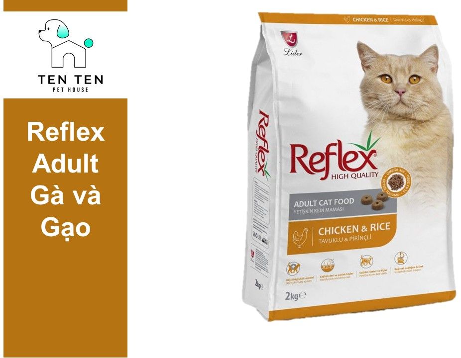 Thức ăn hạt khô cho mèo Reflex adult vì gà túi 1kg