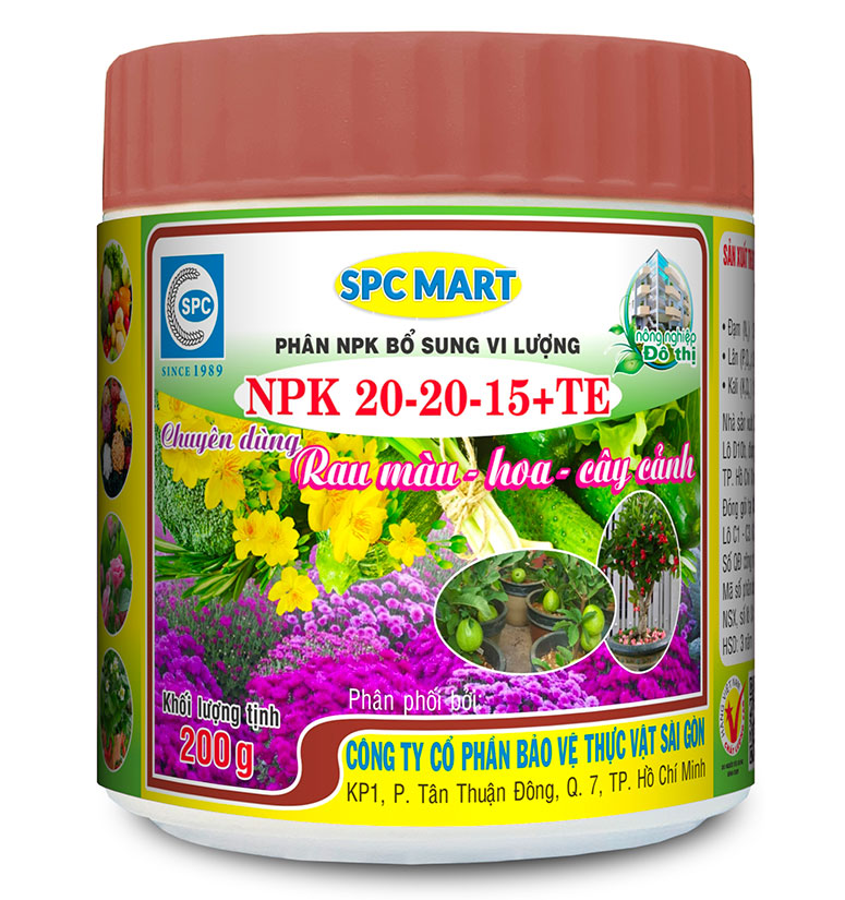 PHÂN BÓN NPK THÚC RỄ, RA CÀNH CHỒI LÁ NHANH (AN TOÀN & HIỆU QUẢ) - NPK-20-20-15+TE (200GR)