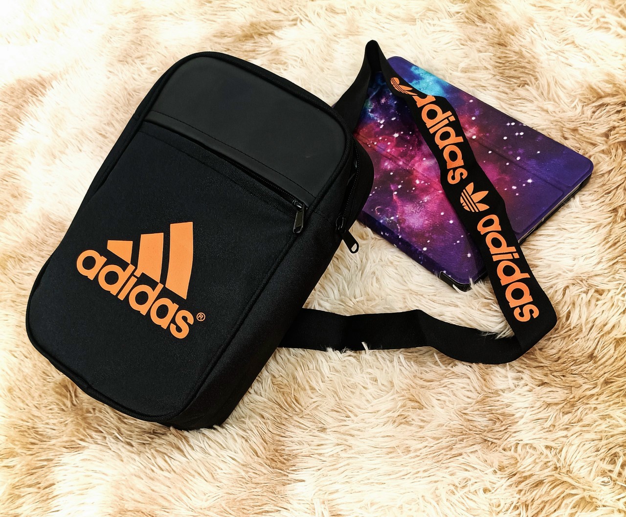 Túi đeo chéo thể thao nam nữ dây in logo adidas v22 mới nhiều màu đỏ đen xanh biển trời xám