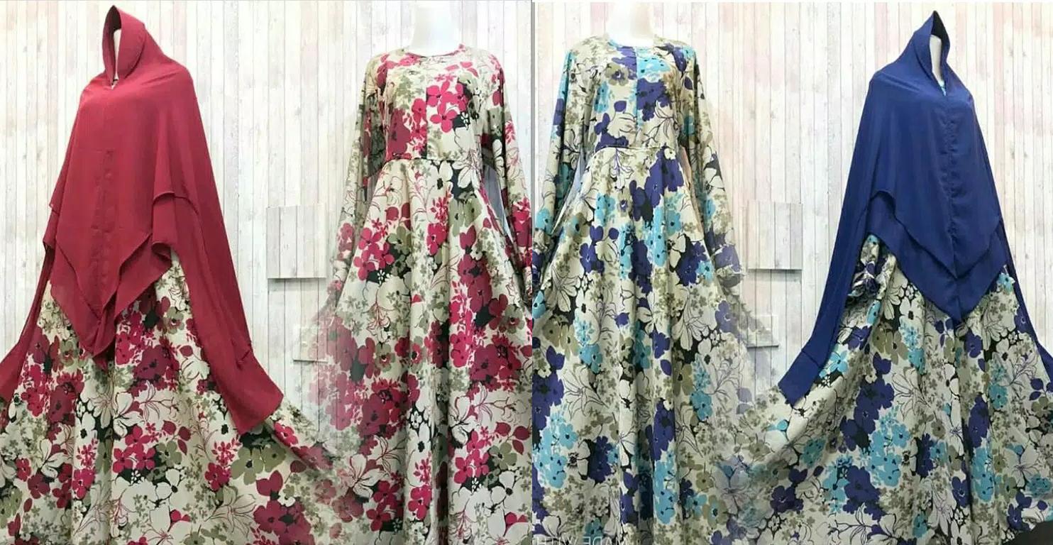 Gamis katun jepang motif datura: Membeli jualan online 