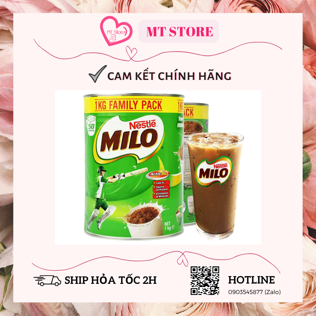 Sữa milo úc nội địa lon 1kg vị cacao tăng chiều cao cho bé