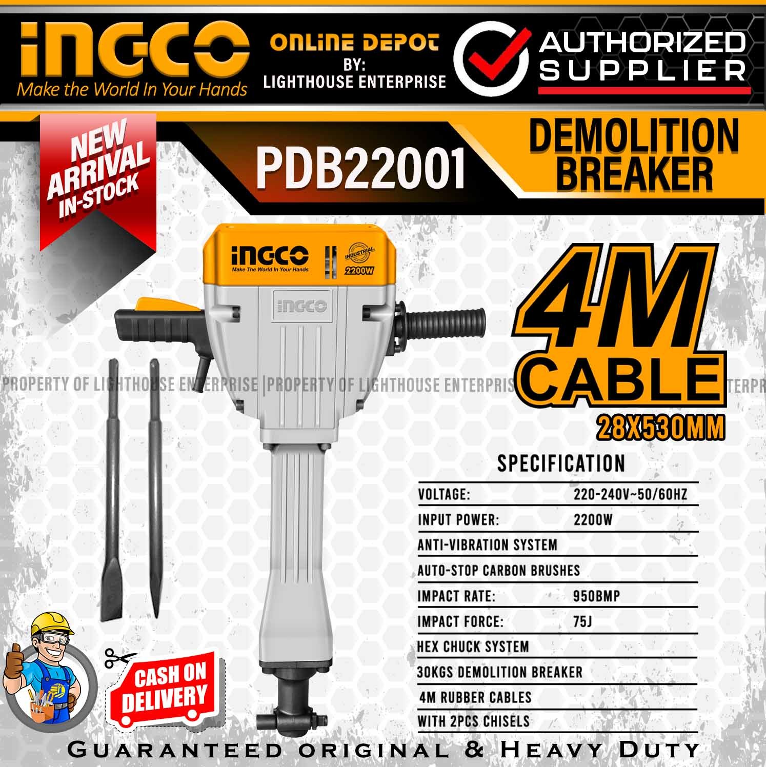 Ingco demolition deals breaker 2200w