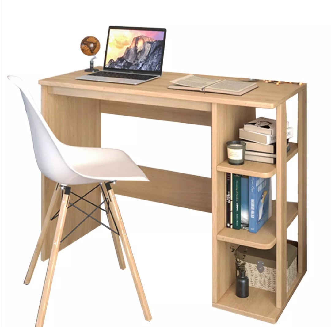 Bàn làm việc. Bàn học kèm kệ sách. Kích thước: Bàn D 100 x R 48 x C 75cm. Giá: C 101 x R 51 x D 20cm. Gỗ MDF cao cấp. Màu vân gỗ